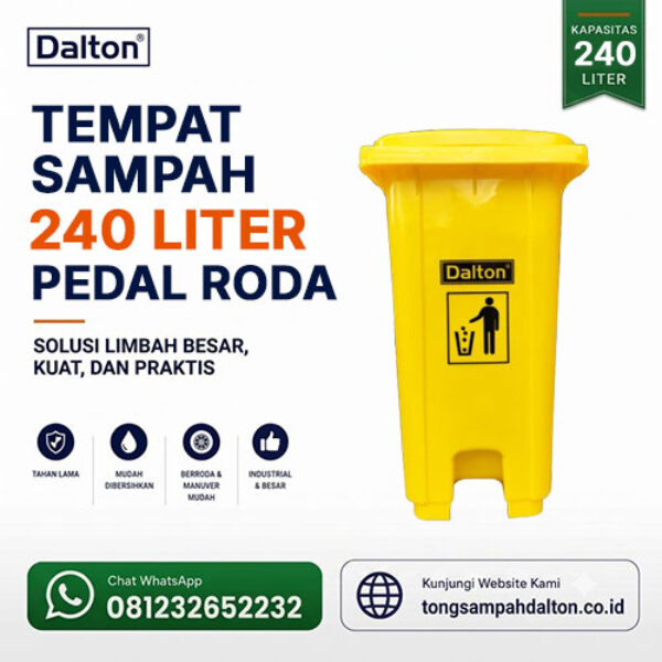 Tempat Sampah Pedal Roda 240 Liter Dalton (LXD 240K Yellow)
