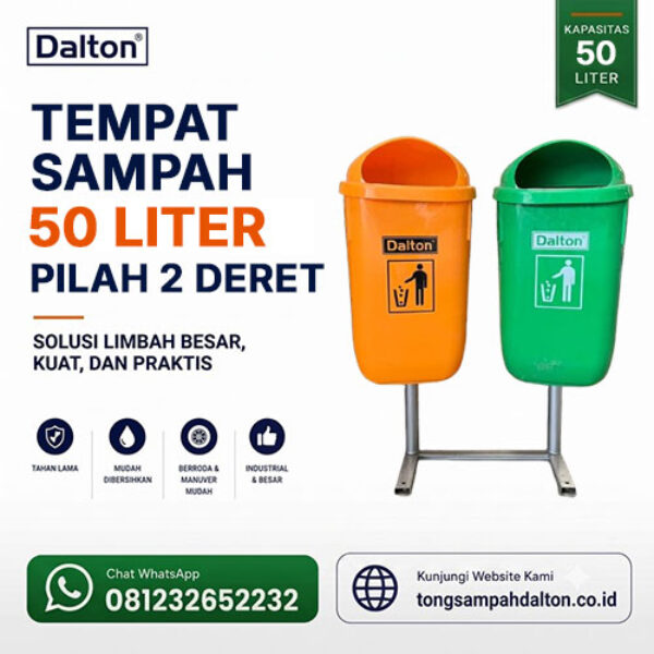 Tempat Sampah Pilah 2 Deret 50 Liter Dalton (LXD 50T1)