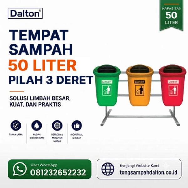 Tempat Sampah Pilah 3 Deret 50 Liter Dalton (LXD 50T2)