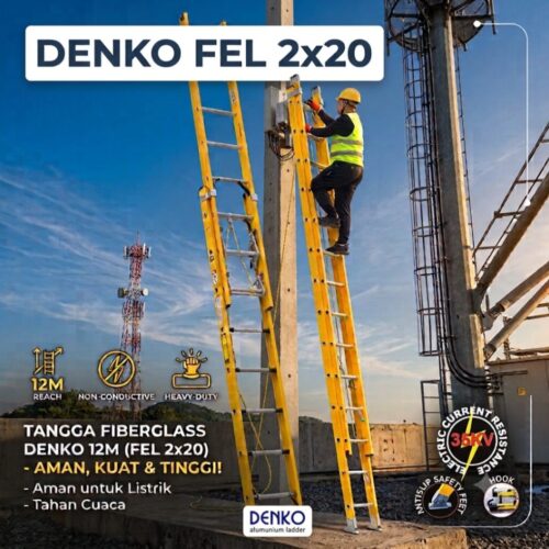 Tangga Fiberglass 12 Meter Denko (FEL 2x20)