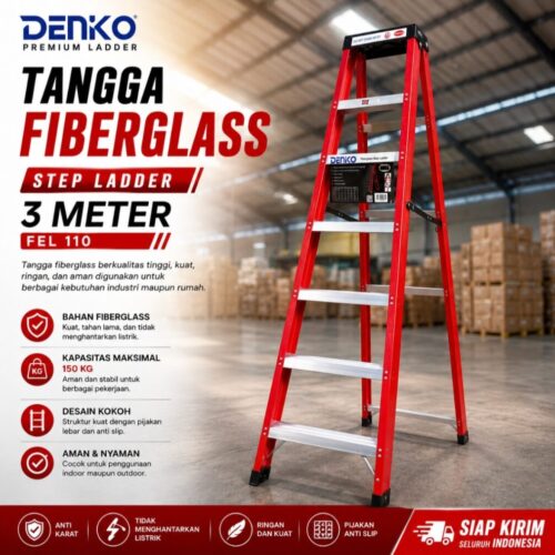 Tangga Fiberglass Step Ladder 3 Meter Denko (FEL 110)